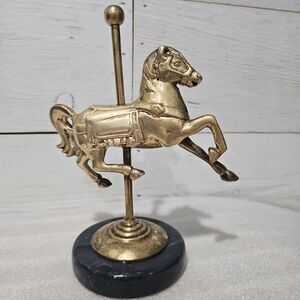 Vintage Solid Brass Carousel Horse Figurine Circus Fair Animals Child Room Decor